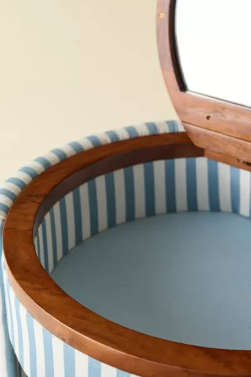 Blue Mirror Vanity & Stool Set