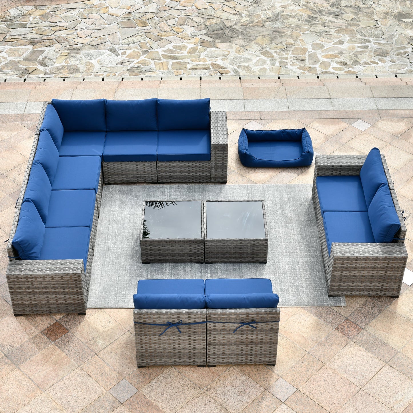 12 Pieces Patio Conversation Set with 7.68'' Broad Handrails