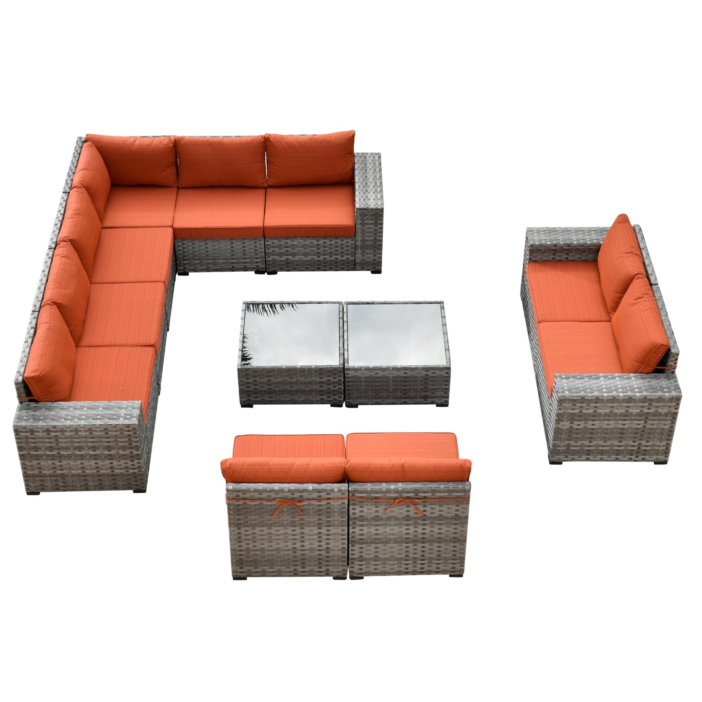 12 Pieces Patio Conversation Set with 7.68'' Broad Handrails