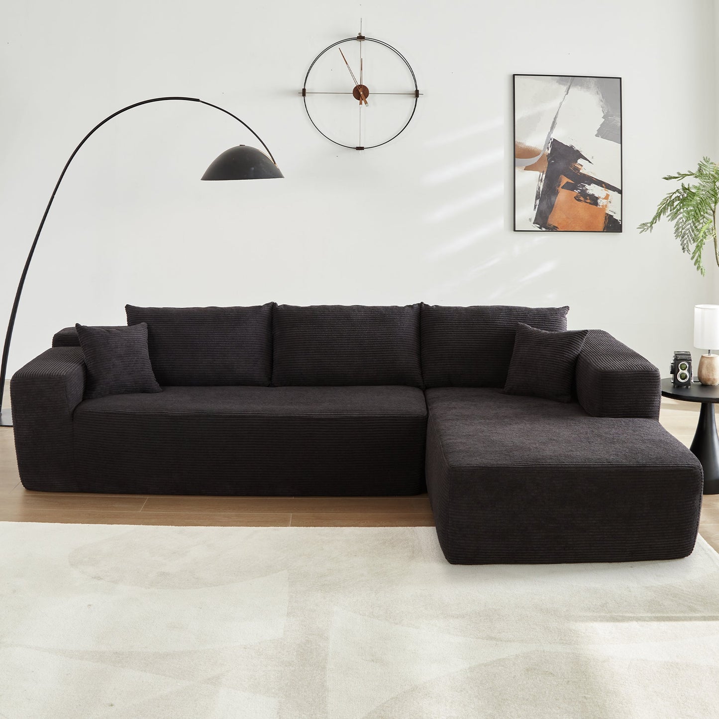 104" L-Shape Modular Couch with Chaise,Corduroy Fabric,No Assembly Required