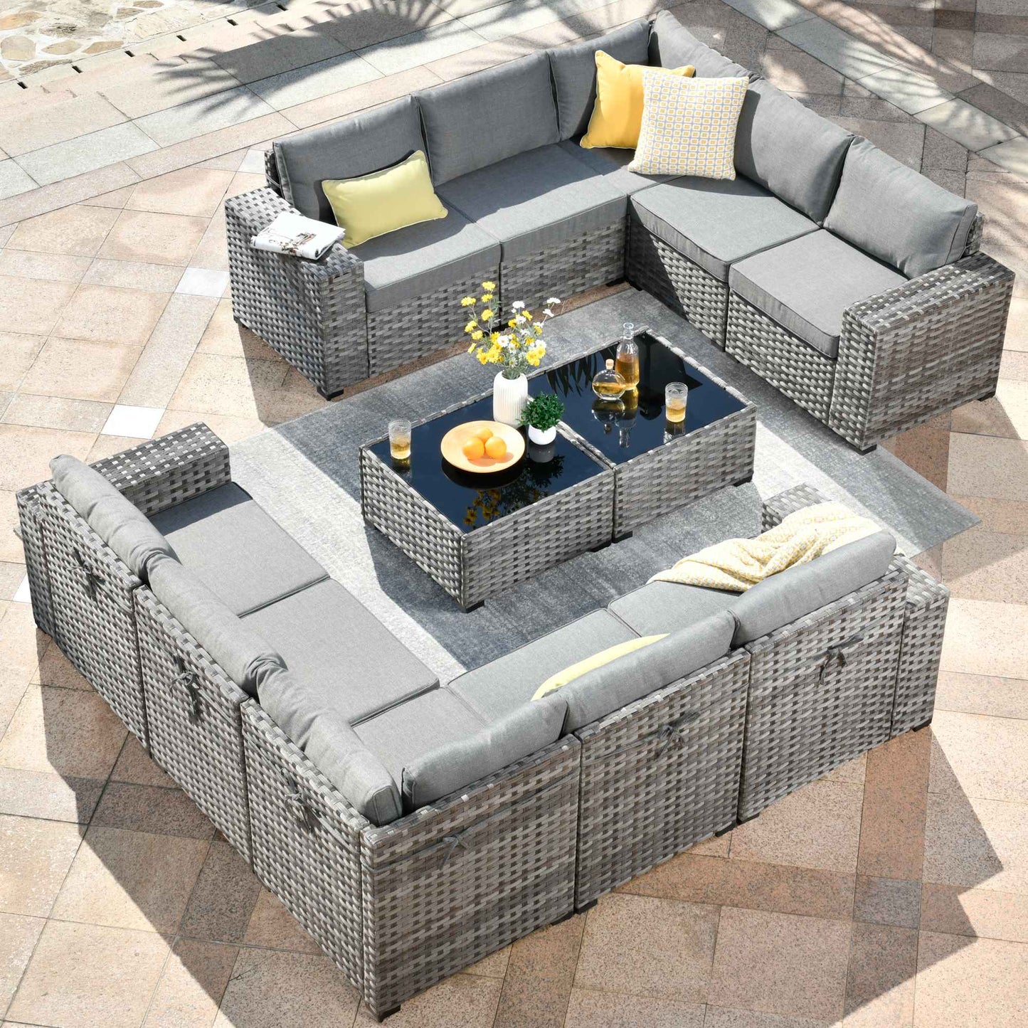 12 Pieces Patio Conversation Set with 7.68'' Broad Handrails