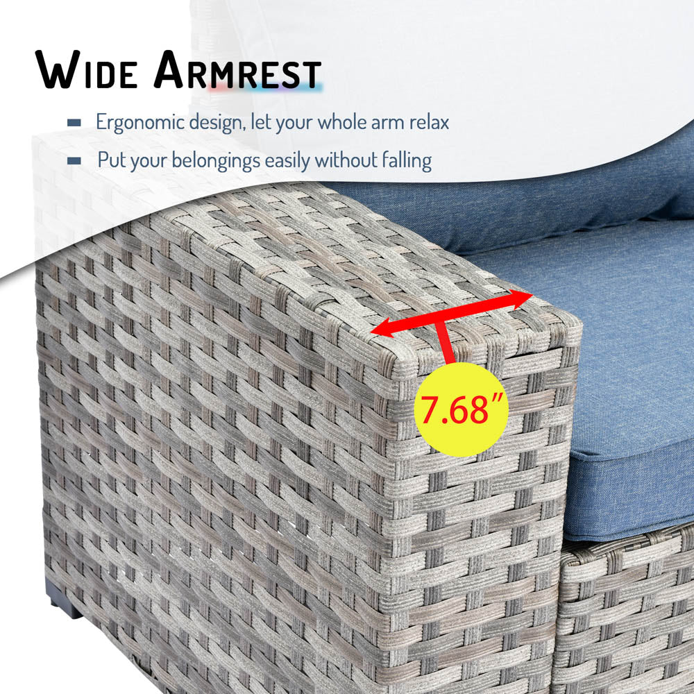 13 Pieces Outdoor Furniture with 7.68'' Broad Handrails and Rectangle 42.12'' Fire Pit Table