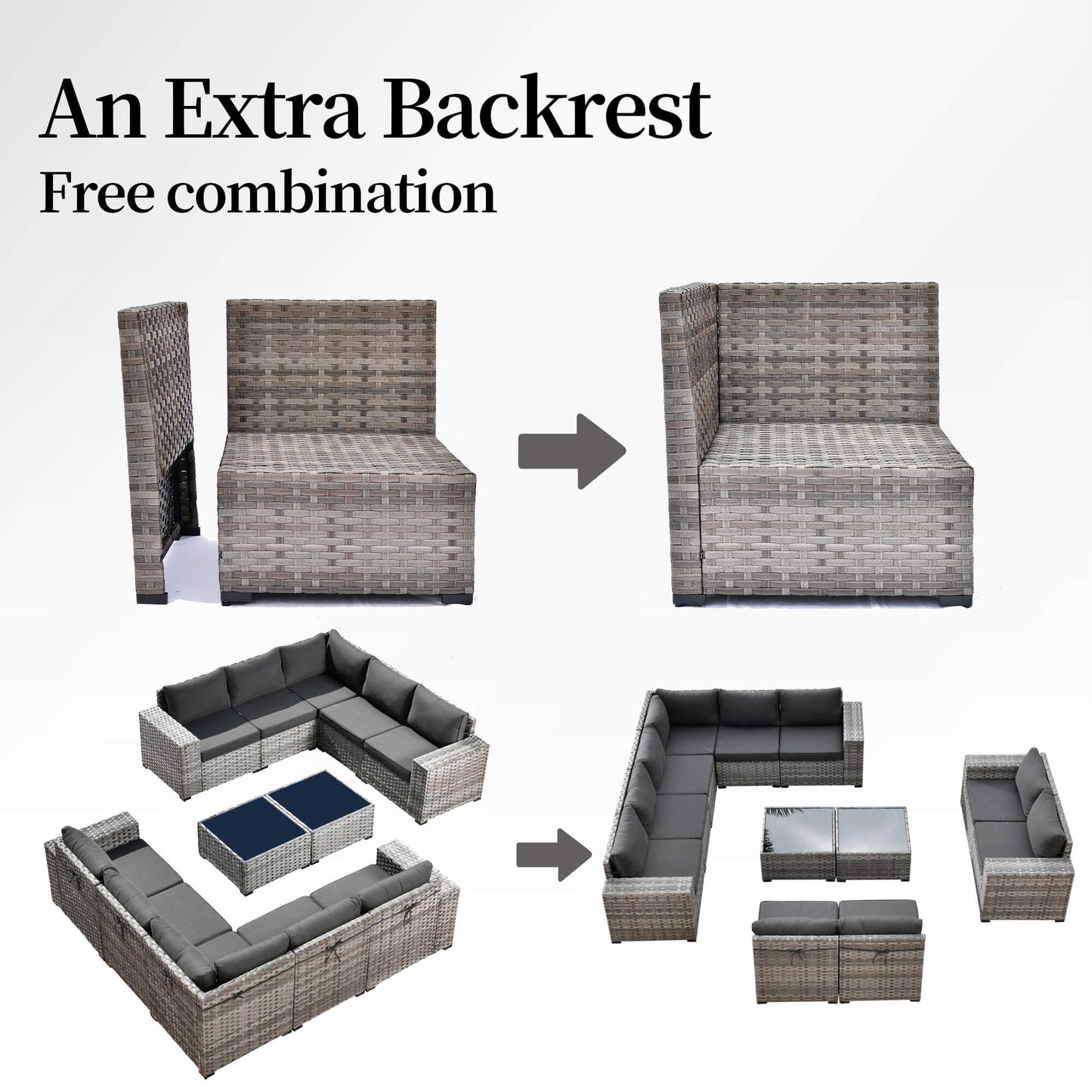 12 Pieces Patio Conversation Set with 7.68'' Broad Handrails
