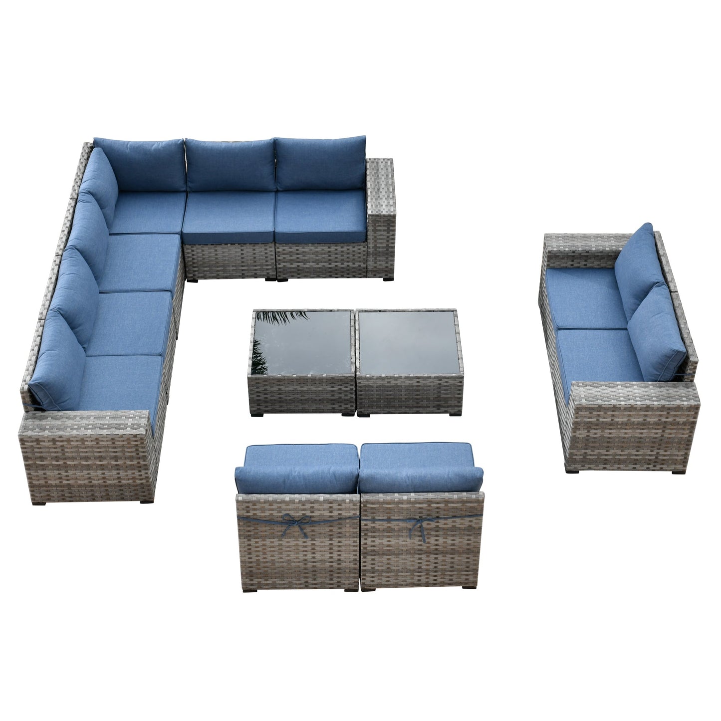 12 Pieces Patio Conversation Set with 7.68'' Broad Handrails