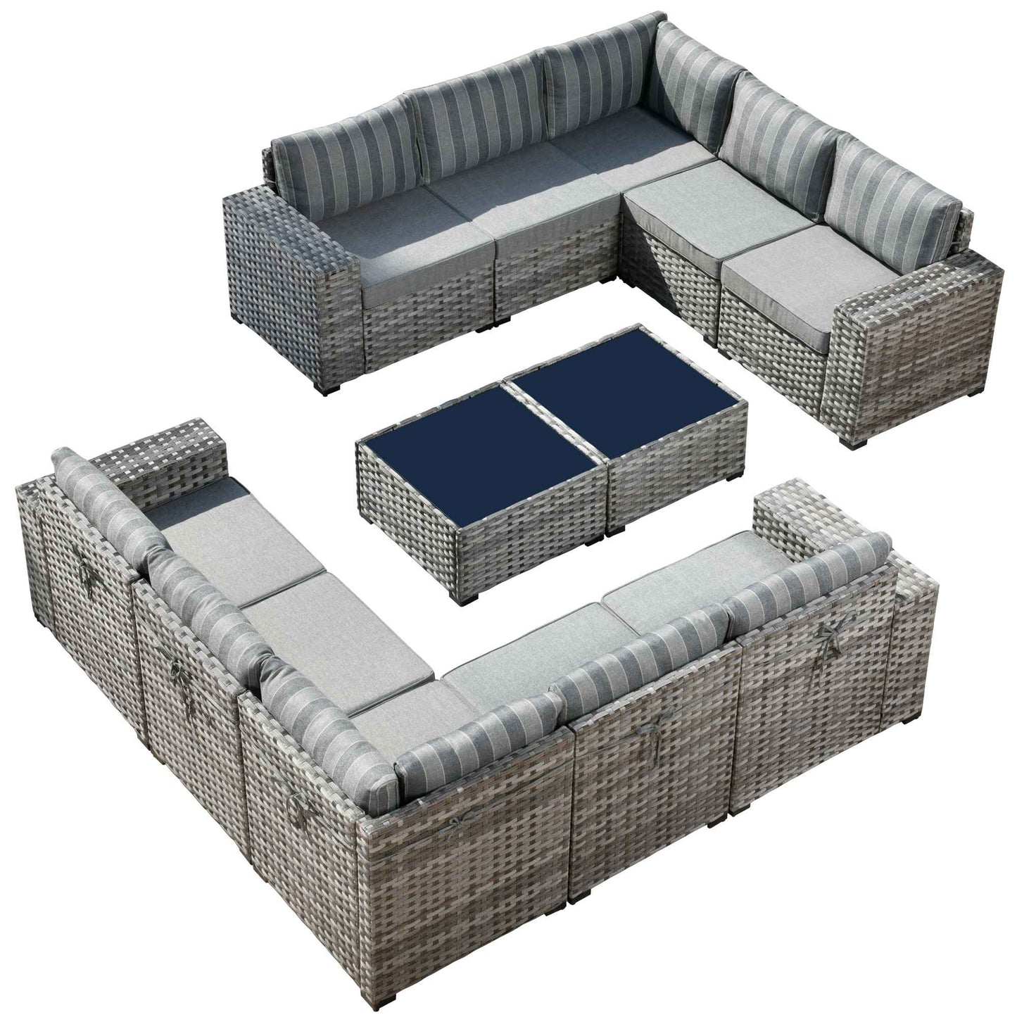 12 Pieces Patio Conversation Set with 7.68'' Broad Handrails