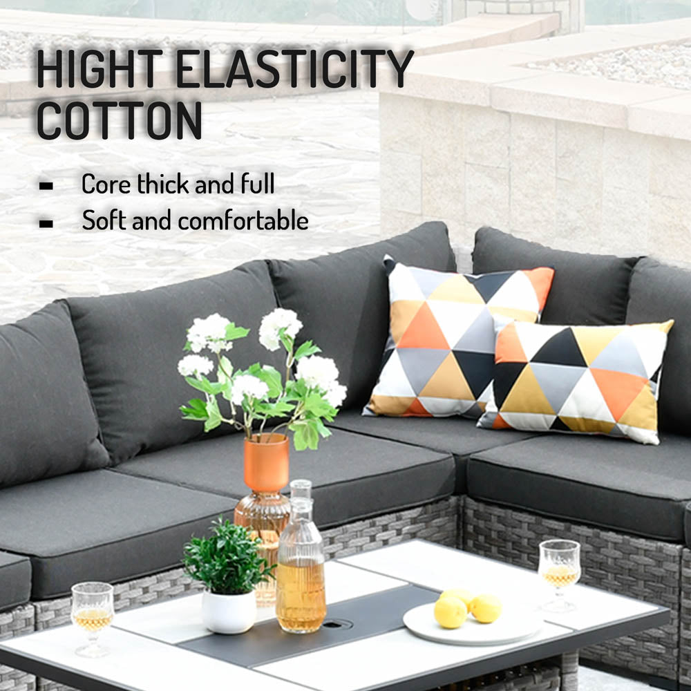 13 Pieces Outdoor Furniture with 7.68'' Broad Handrails and Rectangle 42.12'' Fire Pit Table