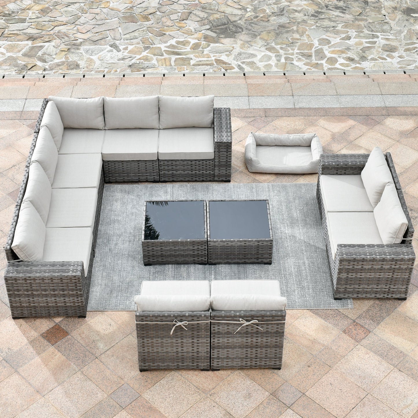 12 Pieces Patio Conversation Set with 7.68'' Broad Handrails