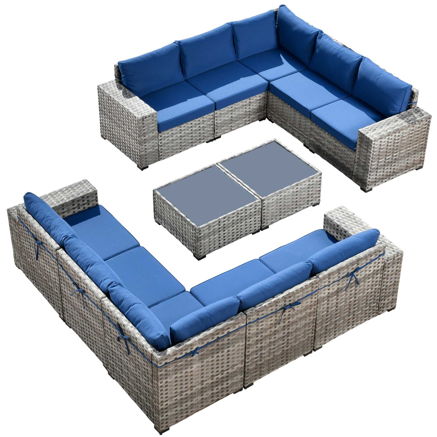 12 Pieces Patio Conversation Set with 7.68'' Broad Handrails