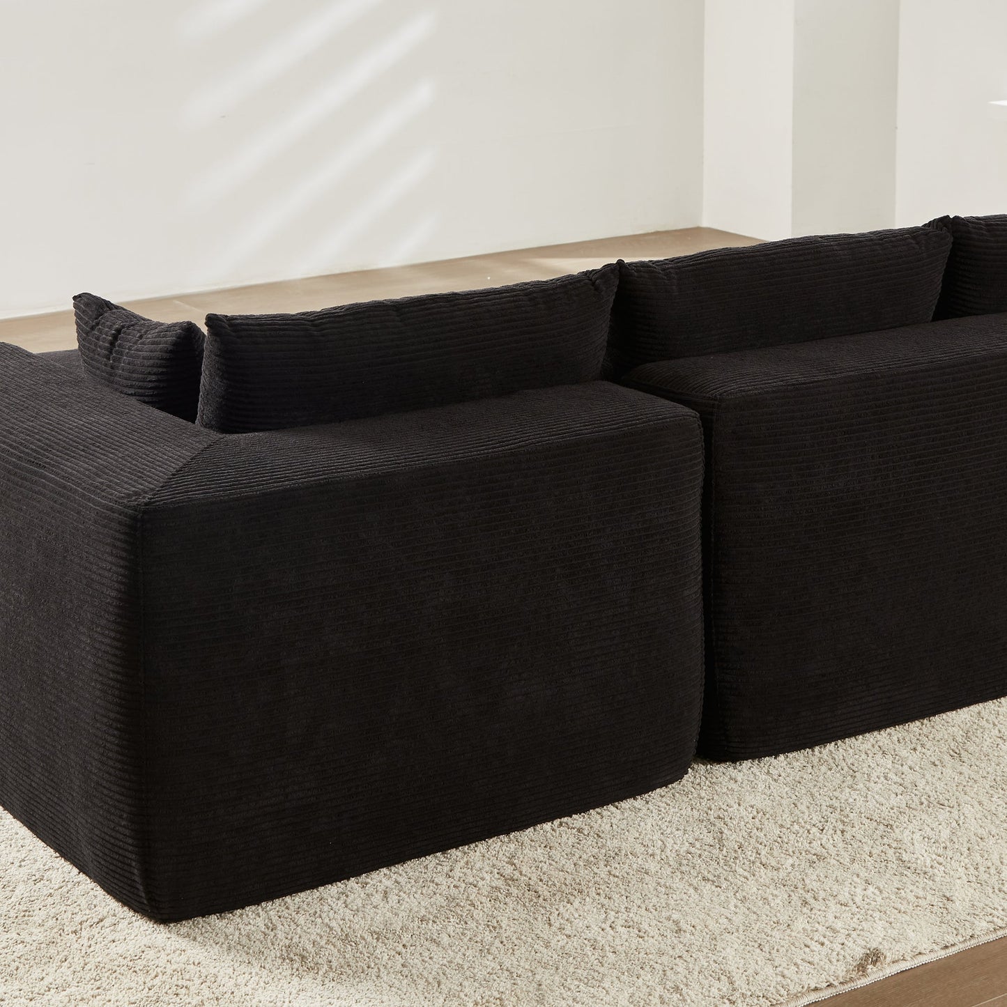 104" L-Shape Modular Couch with Chaise,Corduroy Fabric,No Assembly Required
