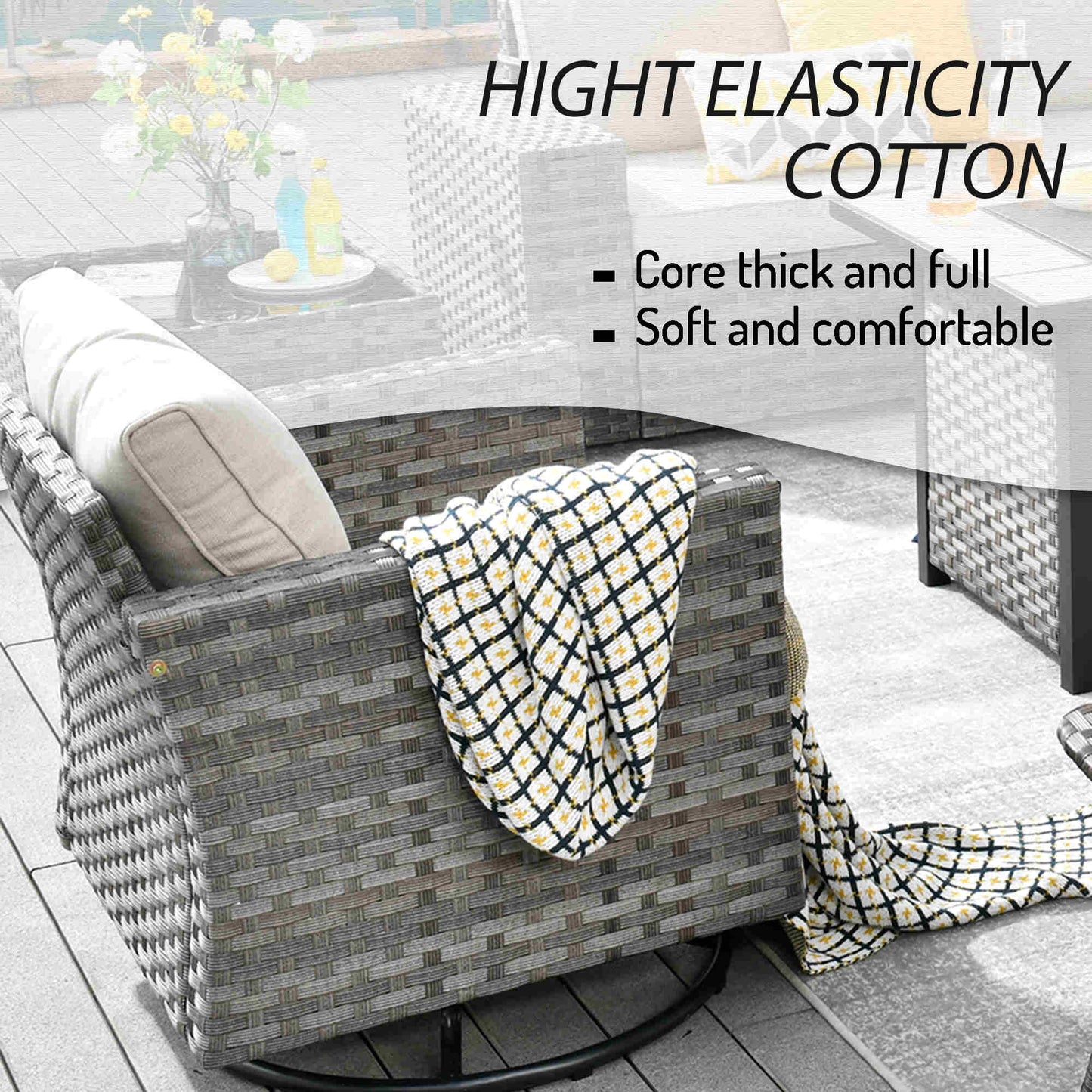 10 Pieces Patio Furniture with 7.68'' Handrails and 30'' Fire Pit Table Rocking Chair