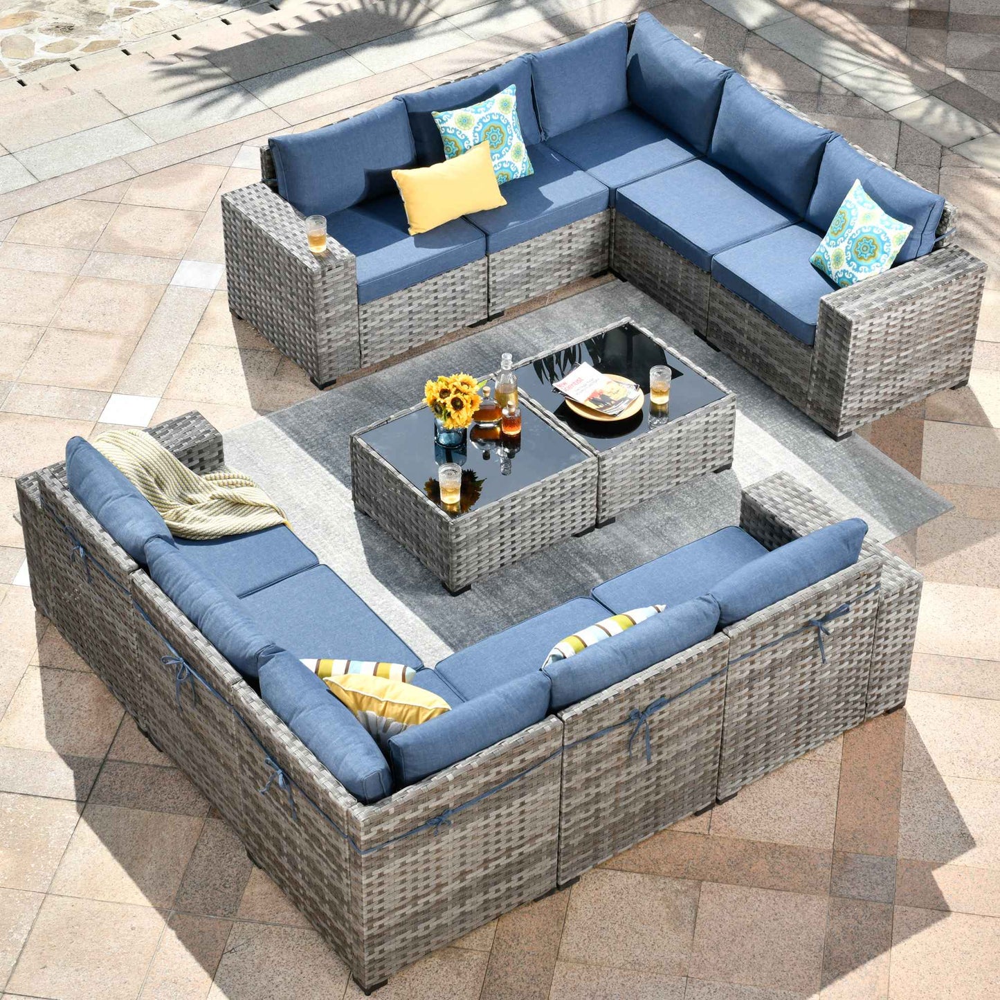 12 Pieces Patio Conversation Set with 7.68'' Broad Handrails