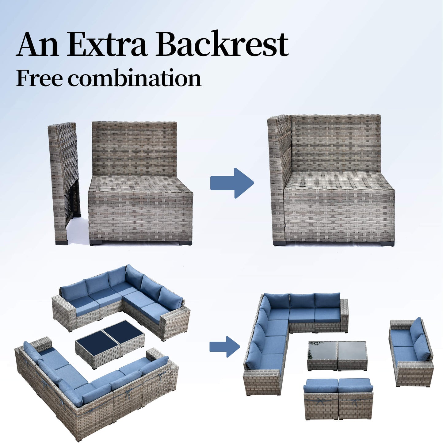 12 Pieces Patio Conversation Set with 7.68'' Broad Handrails
