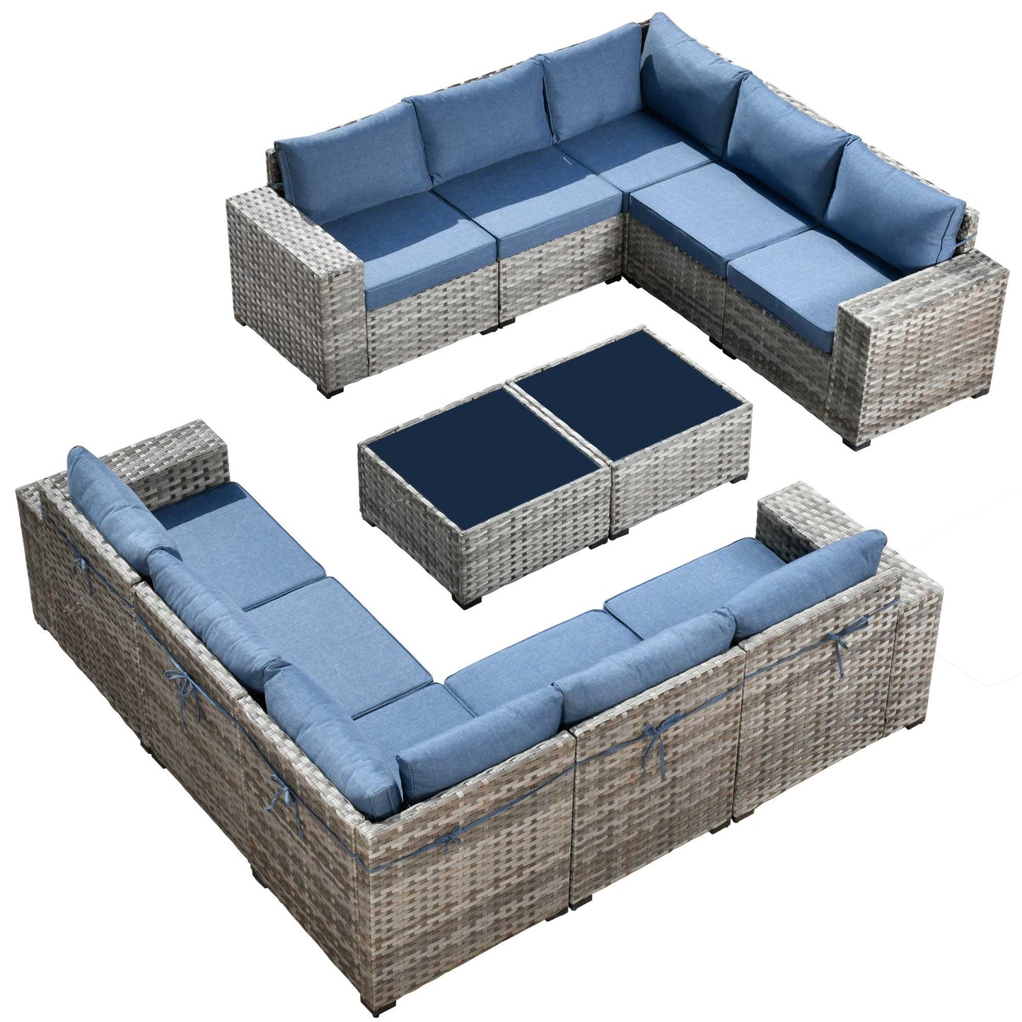12 Pieces Patio Conversation Set with 7.68'' Broad Handrails