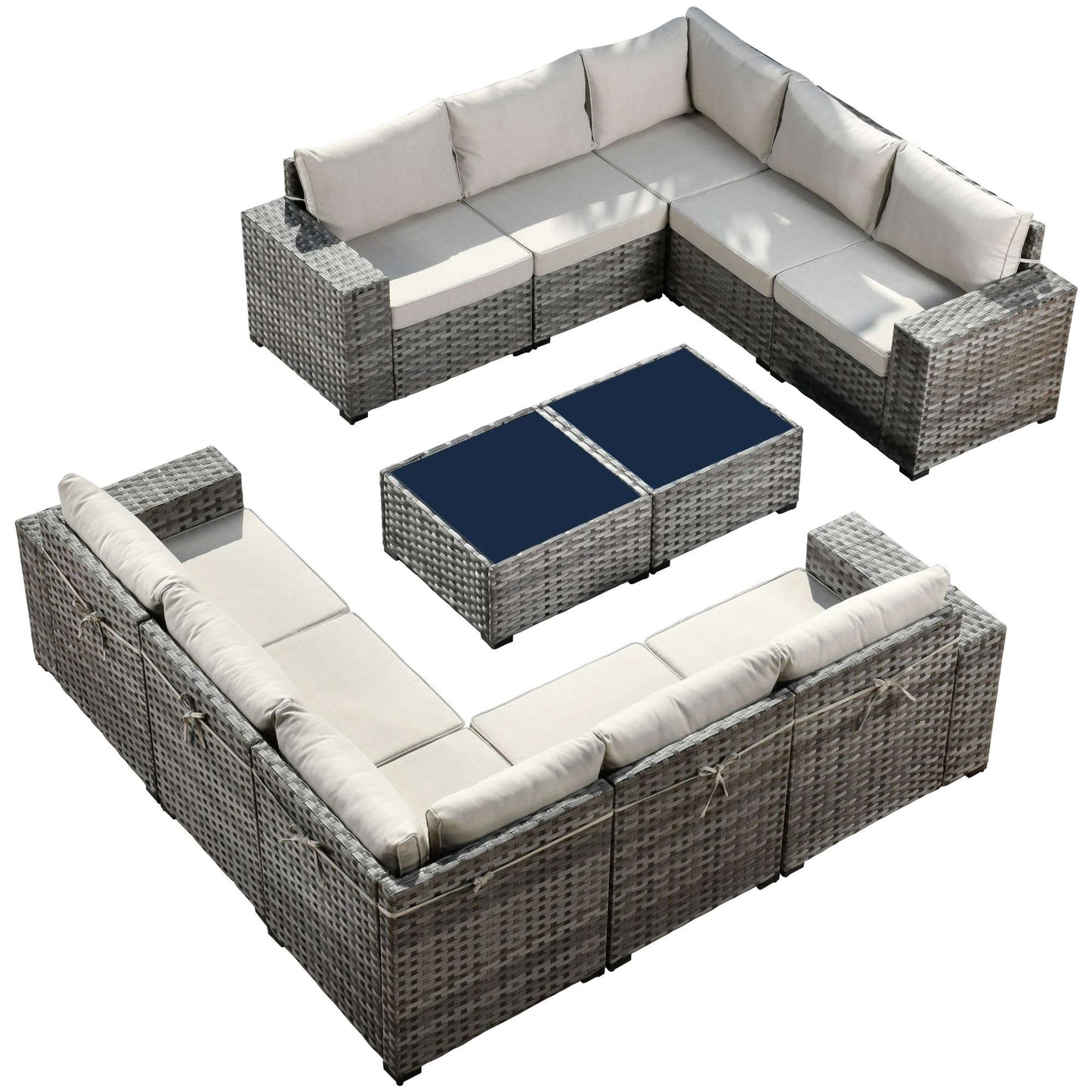 12 Pieces Patio Conversation Set with 7.68'' Broad Handrails