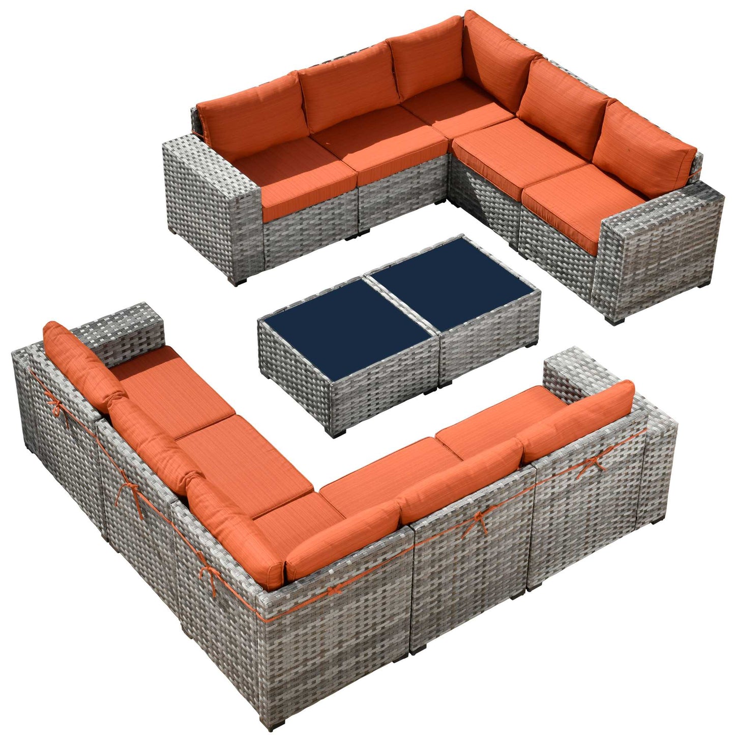 12 Pieces Patio Conversation Set with 7.68'' Broad Handrails