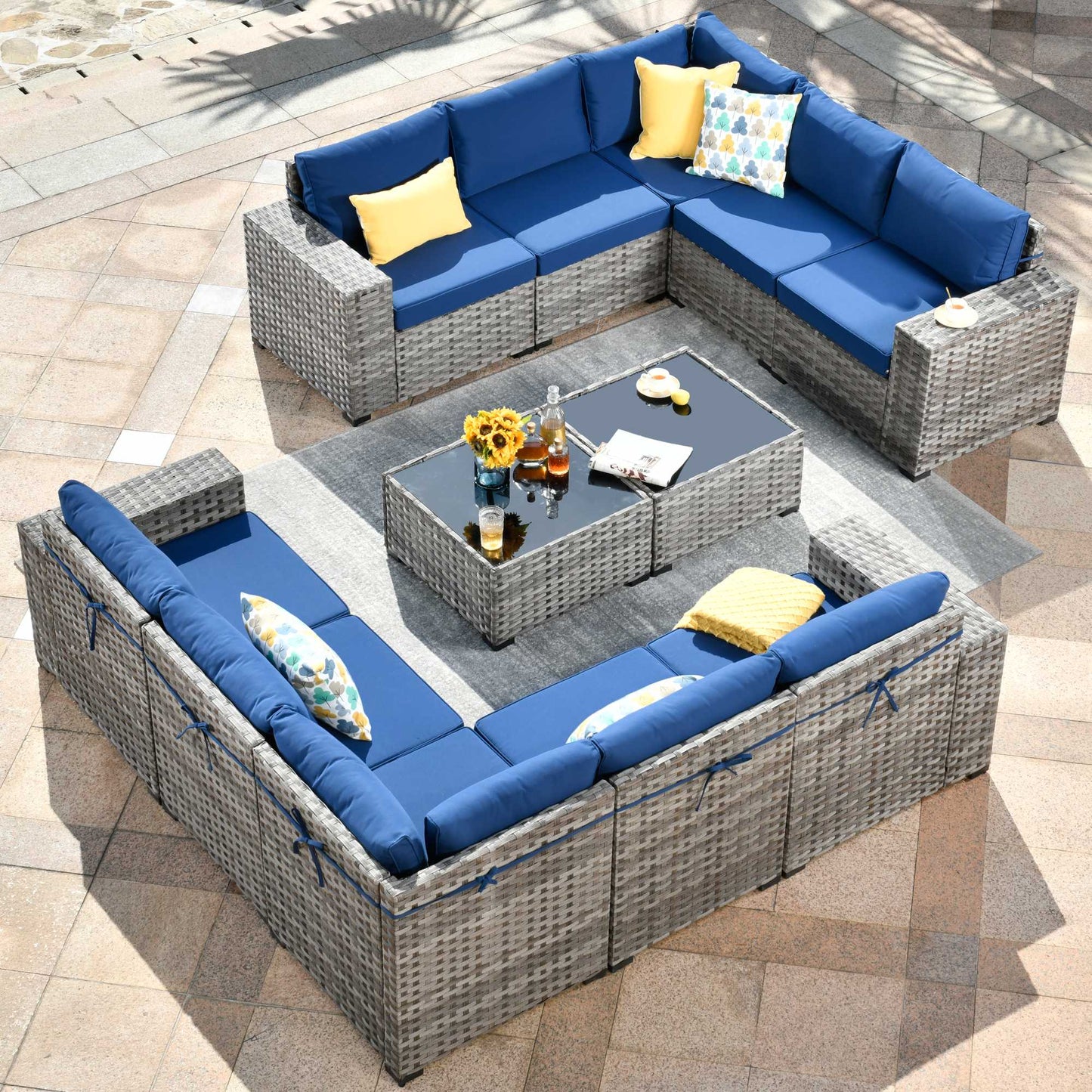 12 Pieces Patio Conversation Set with 7.68'' Broad Handrails