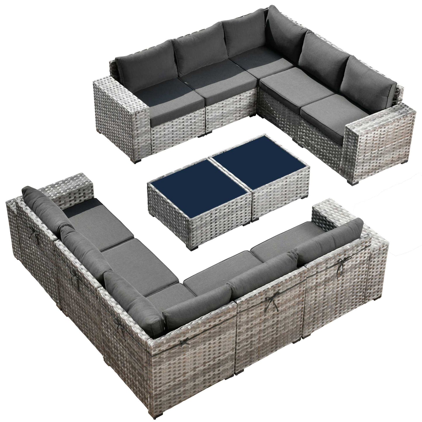 12 Pieces Patio Conversation Set with 7.68'' Broad Handrails