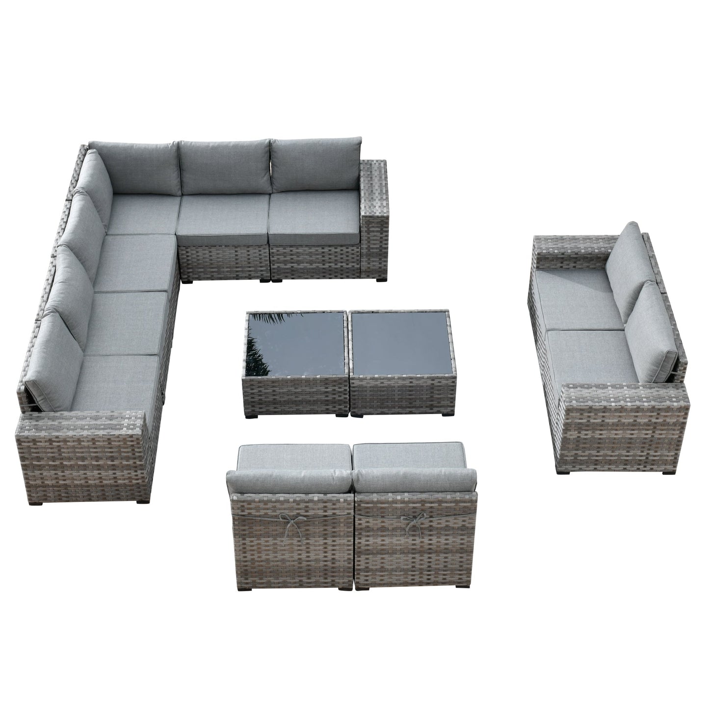 12 Pieces Patio Conversation Set with 7.68'' Broad Handrails