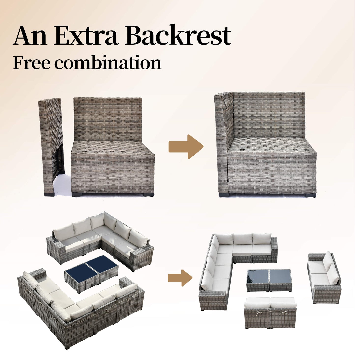 12 Pieces Patio Conversation Set with 7.68'' Broad Handrails