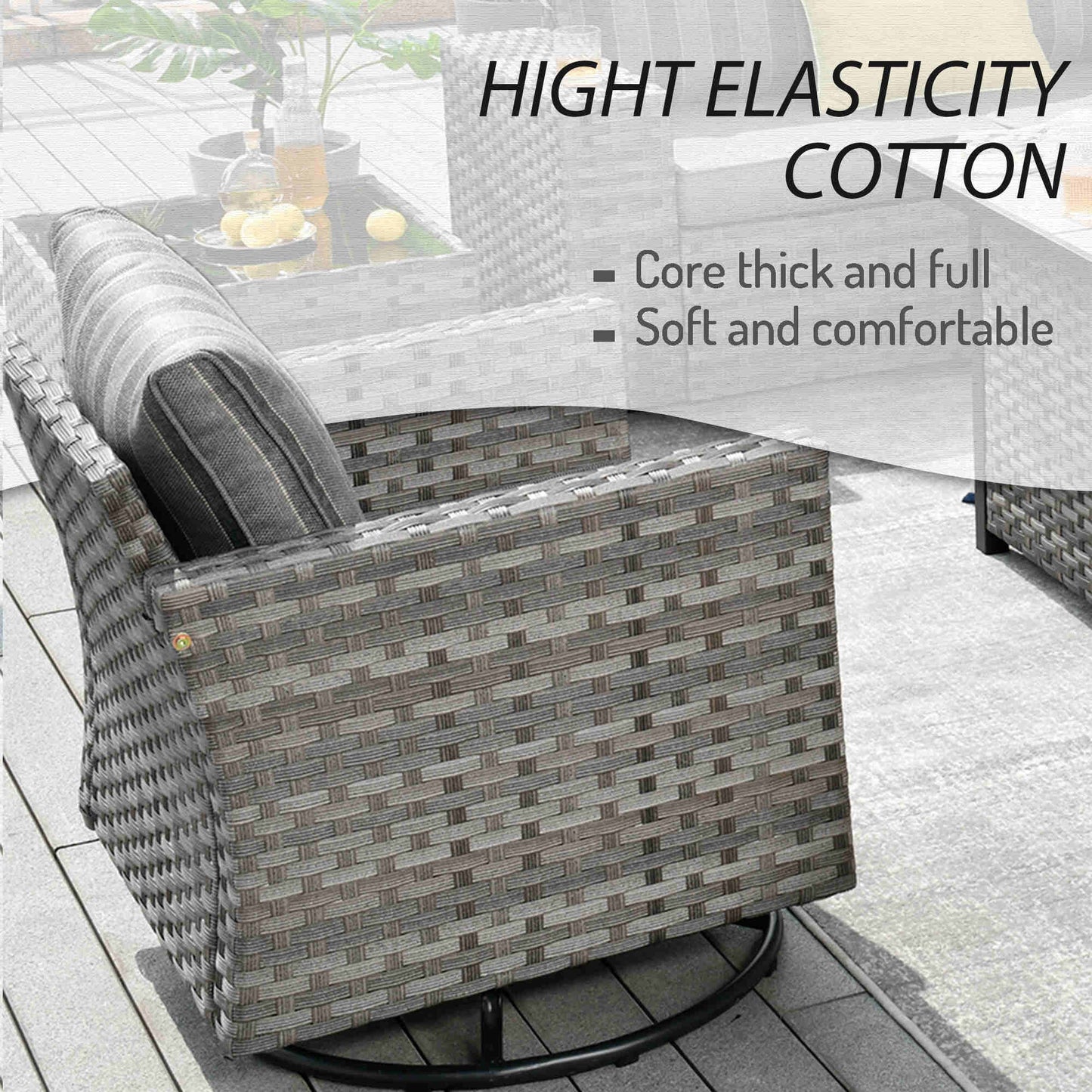 10 Pieces Patio Furniture with 7.68'' Handrails and 30'' Fire Pit Table Rocking Chair