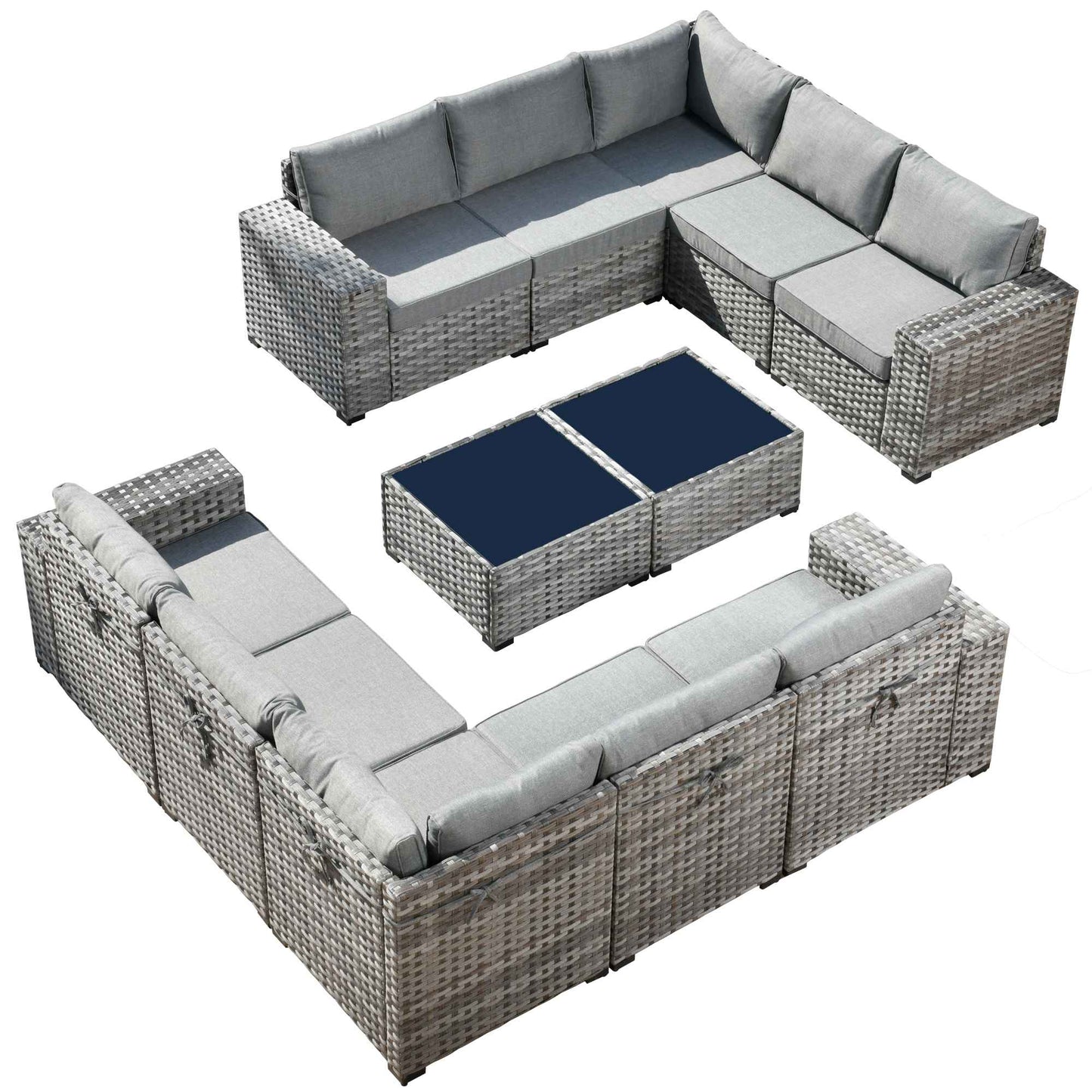 12 Pieces Patio Conversation Set with 7.68'' Broad Handrails