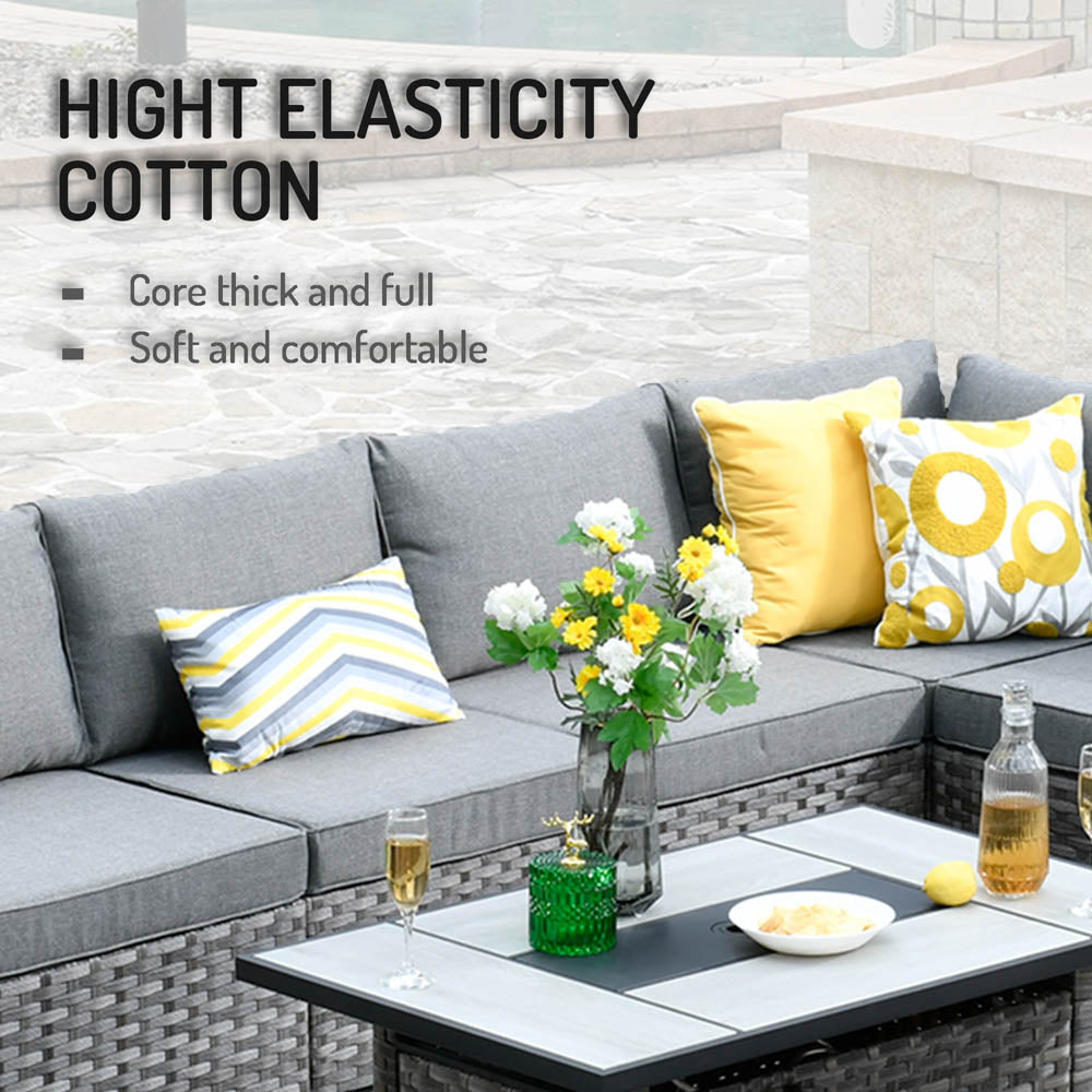 13 Pieces Outdoor Furniture with 7.68'' Broad Handrails and Rectangle 42.12'' Fire Pit Table