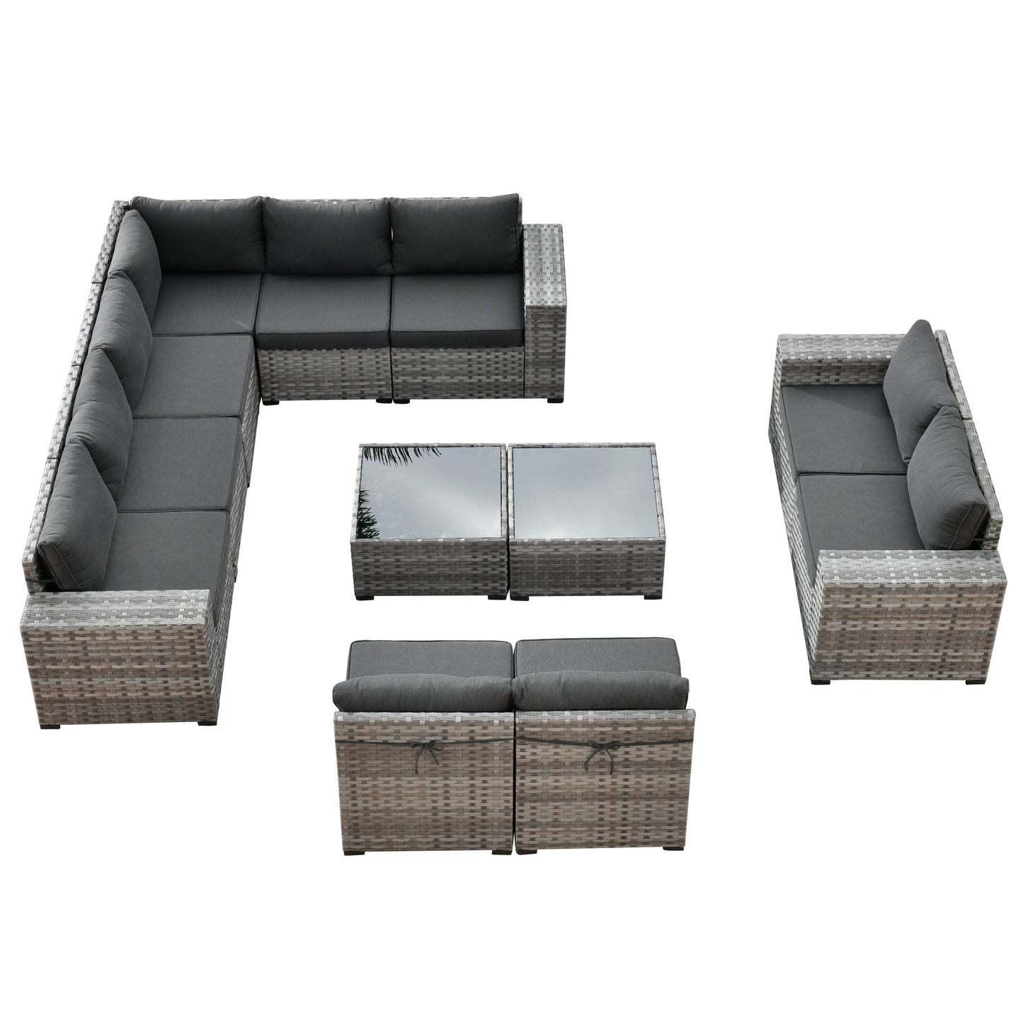 12 Pieces Patio Conversation Set with 7.68'' Broad Handrails