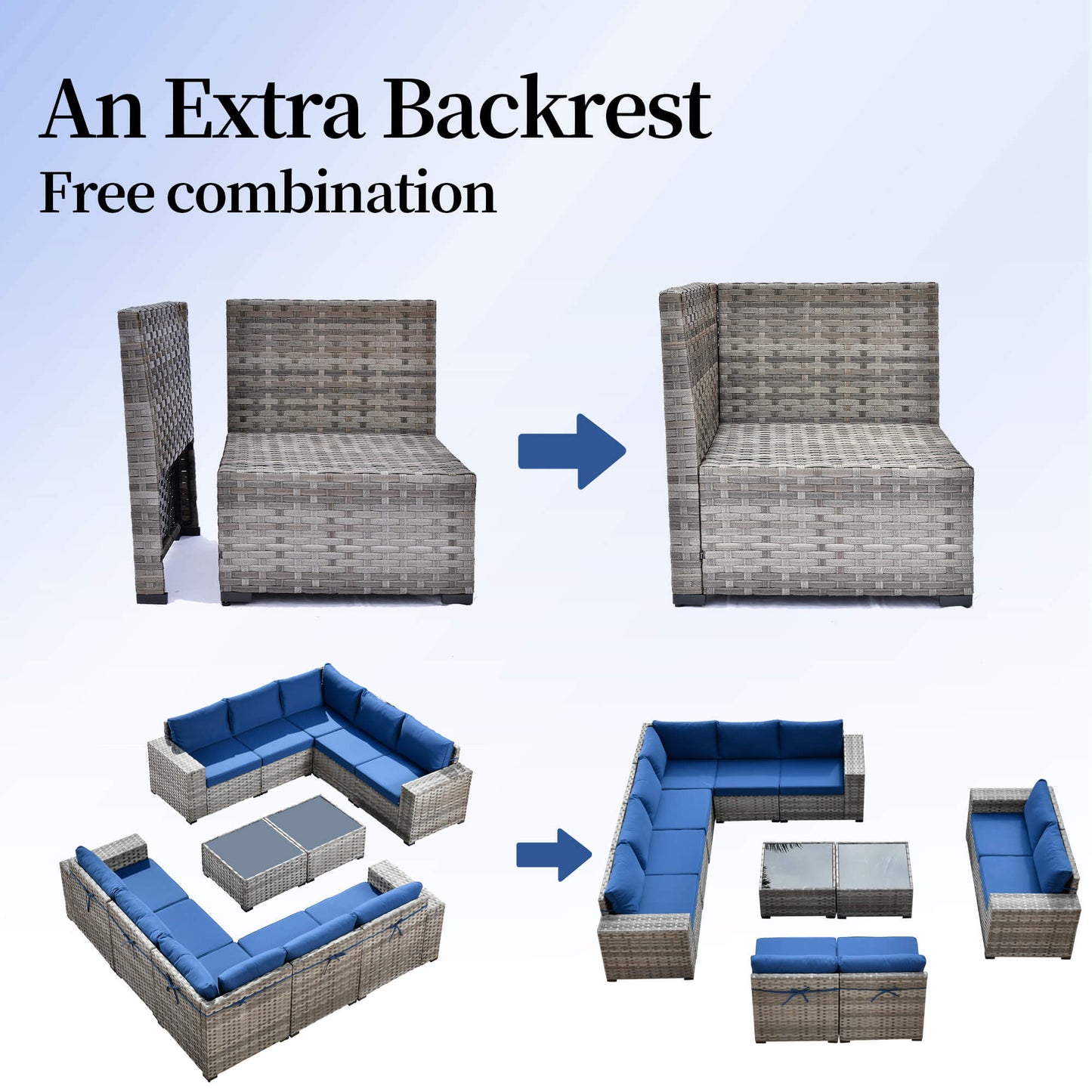 12 Pieces Patio Conversation Set with 7.68'' Broad Handrails