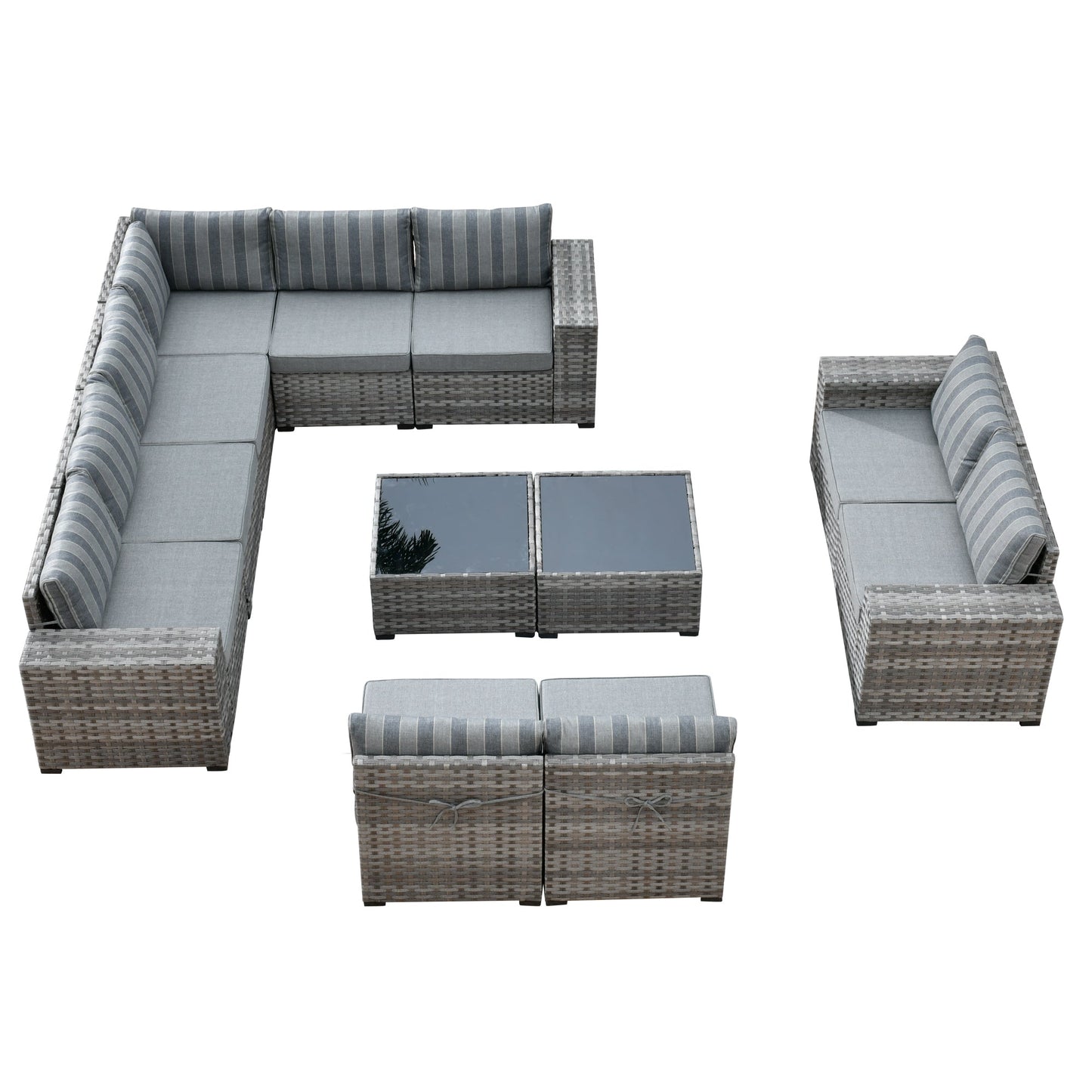 12 Pieces Patio Conversation Set with 7.68'' Broad Handrails
