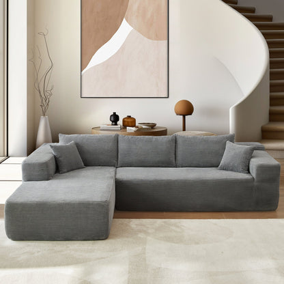 104" L-Shape Modular Couch with Chaise,Corduroy Fabric,No Assembly Required