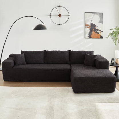 104" L-Shape Modular Couch with Chaise,Corduroy Fabric,No Assembly Required