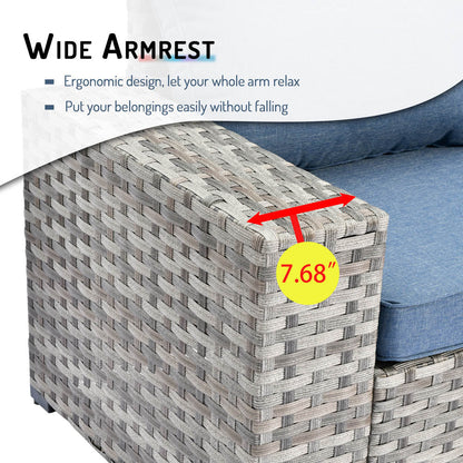 13 Pieces Outdoor Furniture with 7.68'' Broad Handrails and Rectangle 42.12'' Fire Pit Table