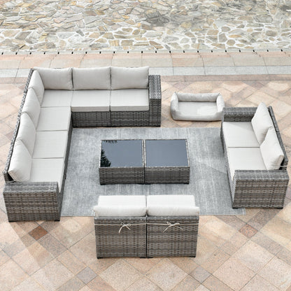 12 Pieces Patio Conversation Set with 7.68'' Broad Handrails