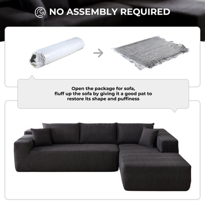 104" L-Shape Modular Couch with Chaise, Chenille Fabric, No Assembly Required