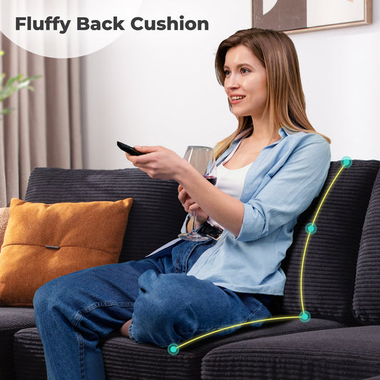 126" Modern U-Shaped Couch with Double Chaise Corduroy Fabric