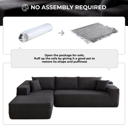 104" L-Shape Modular Couch with Chaise, Chenille Fabric, No Assembly Required