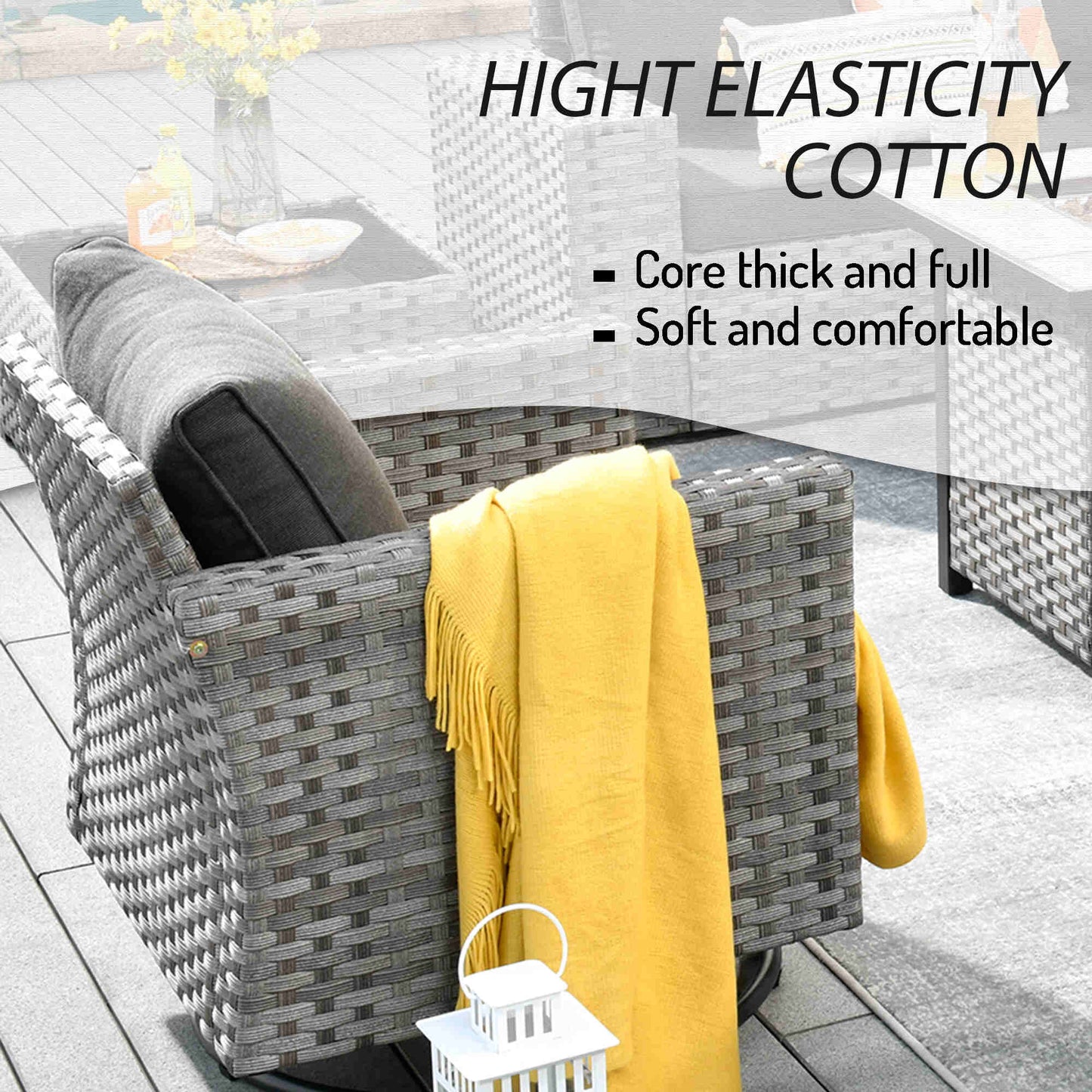 10 Pieces Patio Furniture with 7.68'' Handrails and 30'' Fire Pit Table Rocking Chair