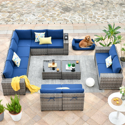 12 Pieces Patio Conversation Set with 7.68'' Broad Handrails