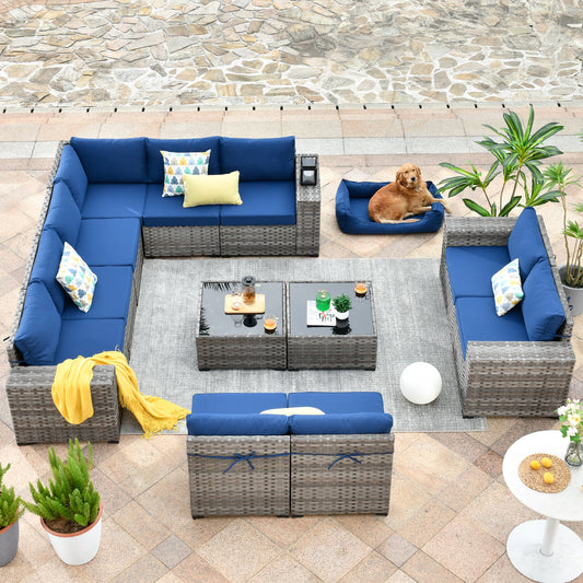 12 Pieces Patio Conversation Set with 7.68'' Broad Handrails