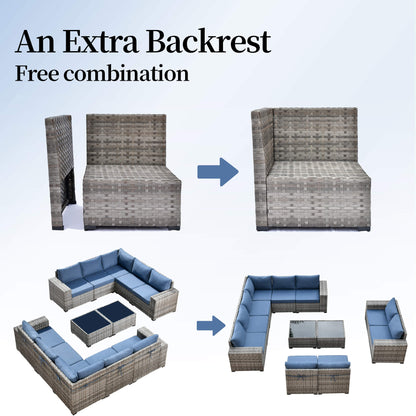 12 Pieces Patio Conversation Set with 7.68'' Broad Handrails