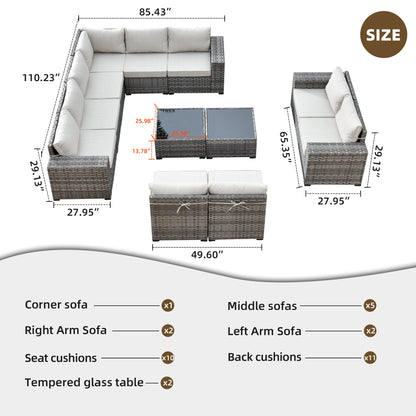 12 Pieces Patio Conversation Set with 7.68'' Broad Handrails