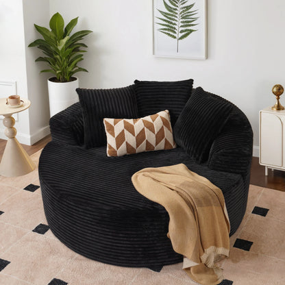 59" O-Shape Modular Couch, Plush Corduroy Fabric, No Assembly Required