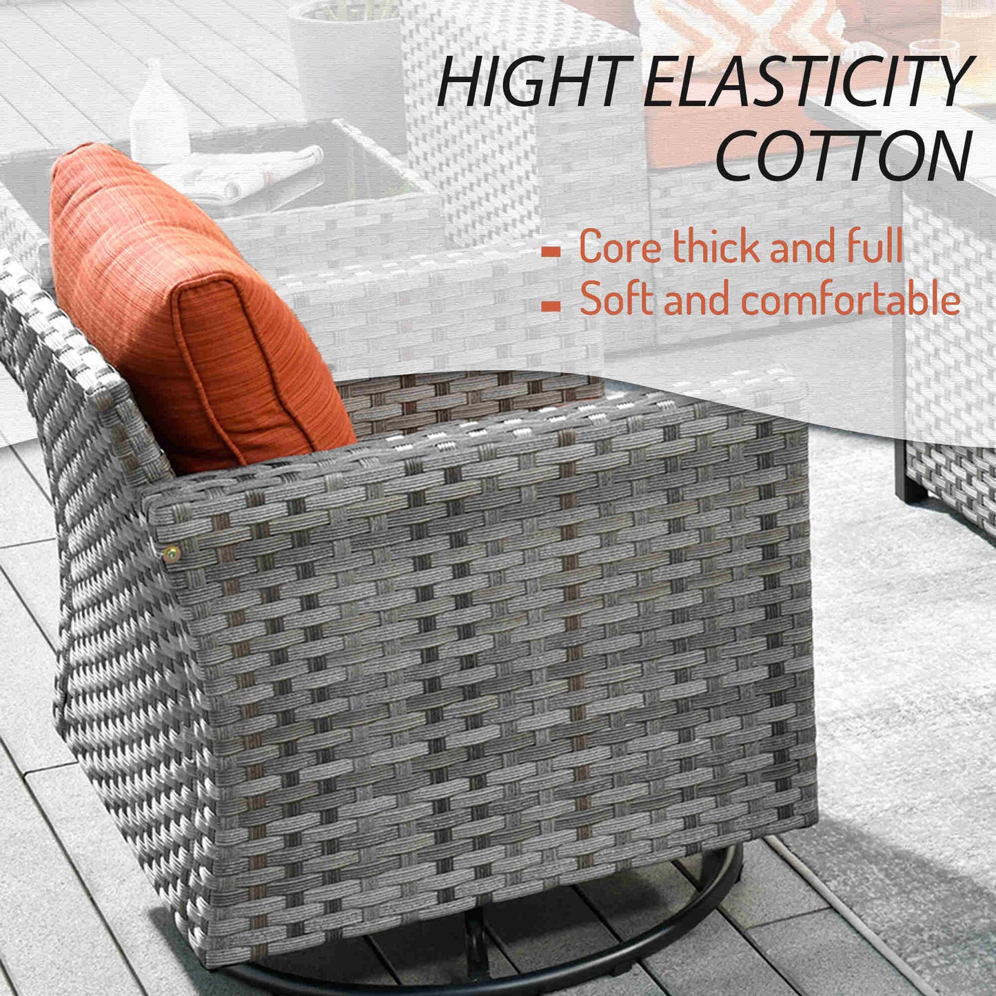 10 Pieces Patio Furniture with 7.68'' Handrails and 30'' Fire Pit Table Rocking Chair