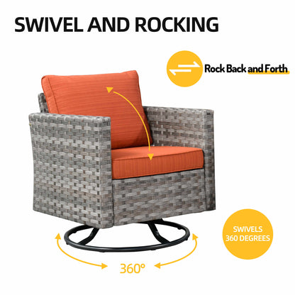 10 Pieces Patio Furniture with 7.68'' Handrails and 30'' Fire Pit Table Rocking Chair