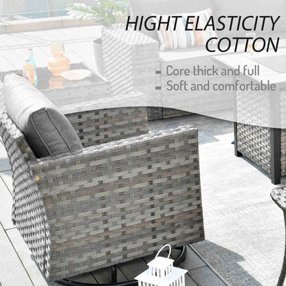 10 Pieces Patio Furniture with 7.68'' Handrails and 30'' Fire Pit Table Rocking Chair