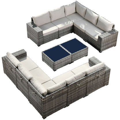 12 Pieces Patio Conversation Set with 7.68'' Broad Handrails