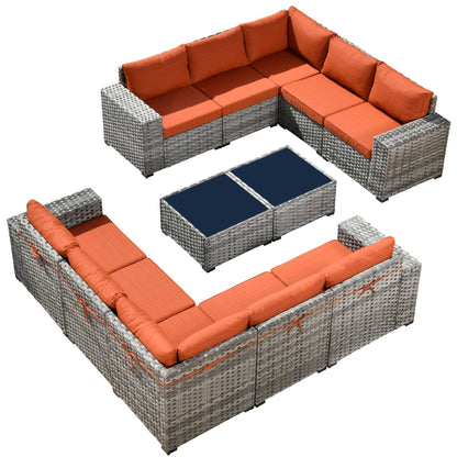 12 Pieces Patio Conversation Set with 7.68'' Broad Handrails