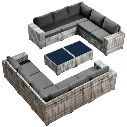 12 Pieces Patio Conversation Set with 7.68'' Broad Handrails