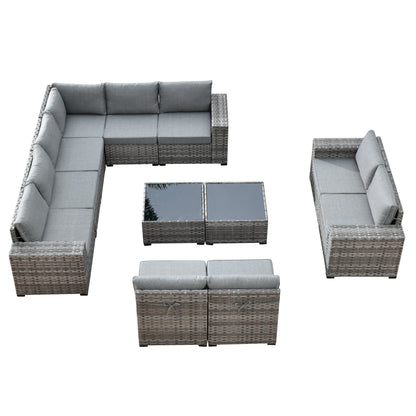 12 Pieces Patio Conversation Set with 7.68'' Broad Handrails
