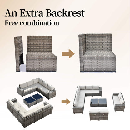 12 Pieces Patio Conversation Set with 7.68'' Broad Handrails